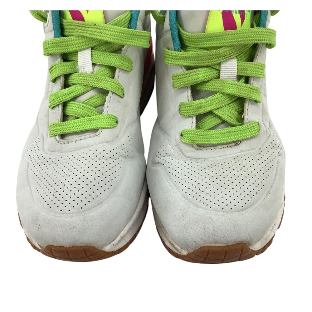 Skechers Womens Sneakers Size 6.5 White Neon Pink & Green Athletic Shoes - Picture 2 of 8